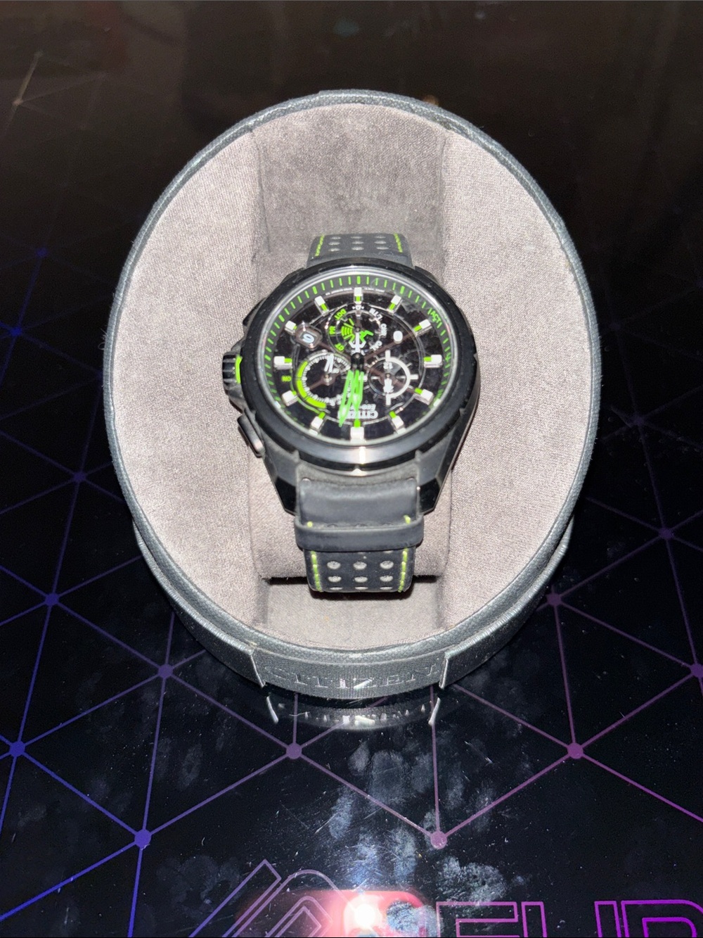 Citizen Black Watch with Neon Green Accents